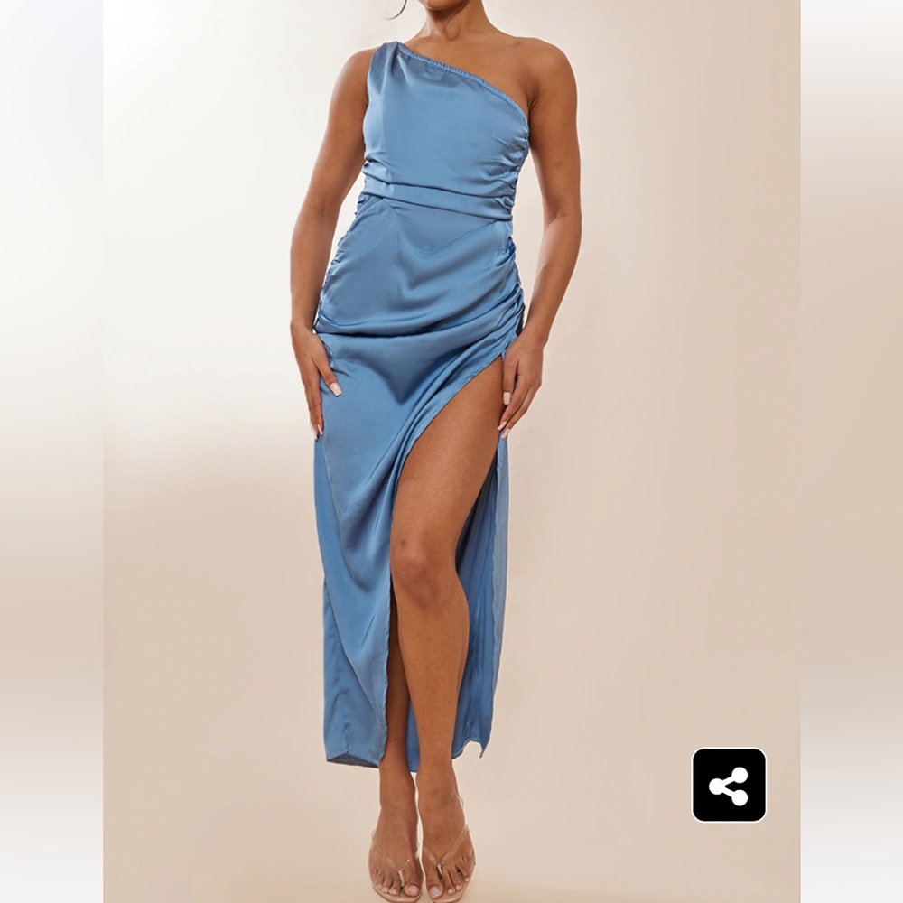Satin One Shoulder Maxi Dress 🩵